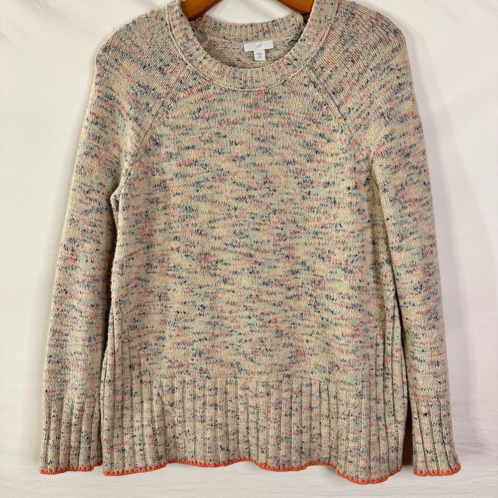 J. JILL XS Petite Pure Jill Confetti Marled Knit Sweater Crewneck Raglan Multi P